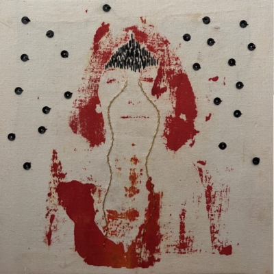 Bad news, sil-screen printing embroidery, 25x 20 cm, 2023