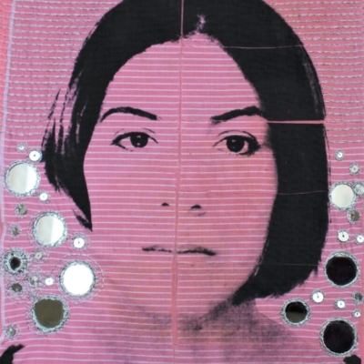 Bright path, mirror embroidery silk-screen printing, 40x 30 cm, 2020