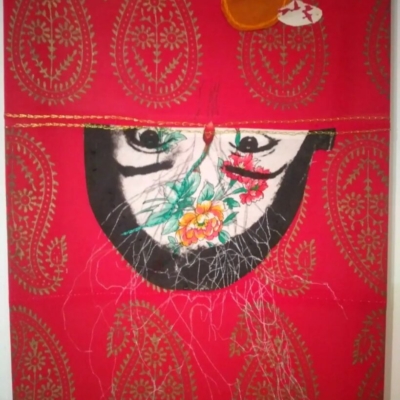 Bud , silk-screen printing embroidery, 40x 30 cm, 2018