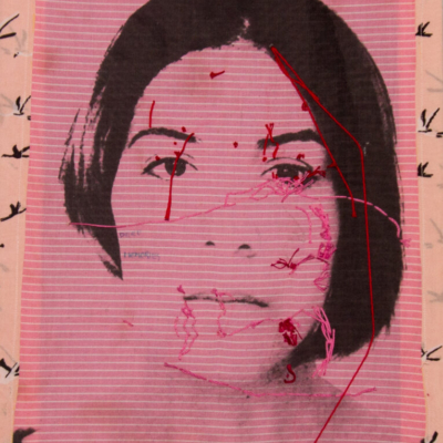 Deep memories, silk-screen printing embroidery on fabric, 40x 30 cm, 2013