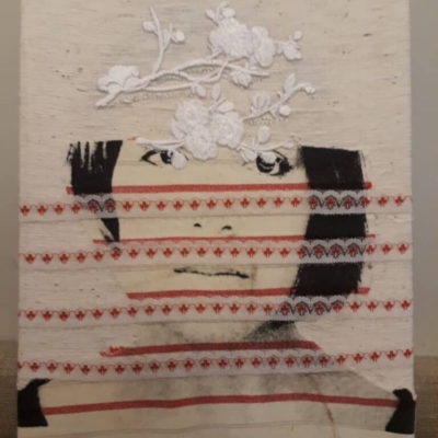 Flower mind, silk-screen printing embroidery on fabric, 40x 30 cm, 2018