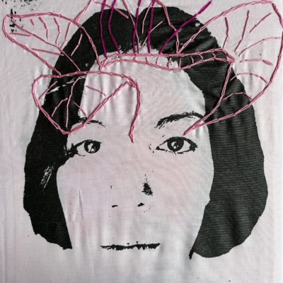 Flower of mind, silk-screen printing embroidery, 50x 40 cm, 2024