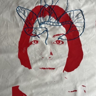 Flower of mind, silk-screen printing embroidery, 50x 40 cm,2024