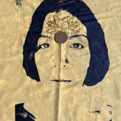 Flowered mind, silk-screen printing embroidery, 50x 40 cm, 2024