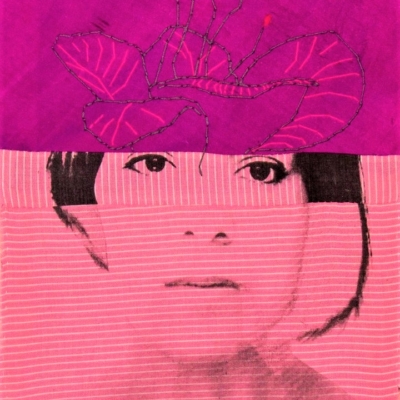 Flowery thought, silk-screen printing embroidery on fabric, 40x 30 cm, 2016