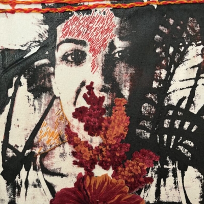 Freedom of speech, silk-screen printing embroidery, 50x 40 cm,2023