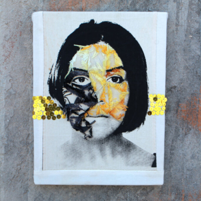 Identity research, Mirror embroidery silk-screen printing, 40x 30 cm, 2018