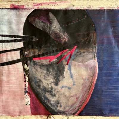 Identity research, oil collage photography on canvas, 90x 130 cm, 2023