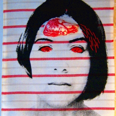 Love disease, silk-screen printing embroidery on fabric, 40x 30 cm, 2013