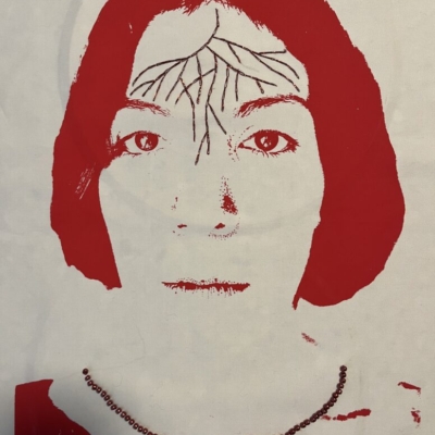 Roots, silk-screen printing embroidery, 50x 40 cm, 2024