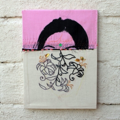 Self portrait, silk-screen printing embroidery, 40x 30 cm, 2018