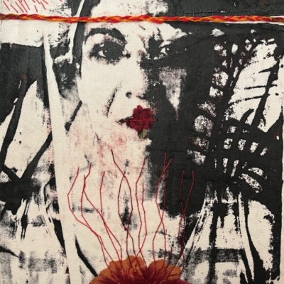 freedom of speech, silk-screen printing embroidery, 50x 40 cm, 2023